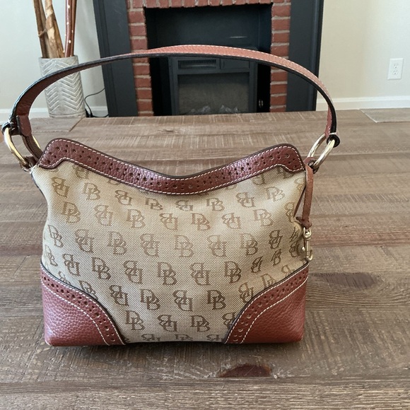 Dooney & Bourke Signature Canvas and Pebble Leather Hobo Satchel Shoulder Bag - Picture 15 of 15